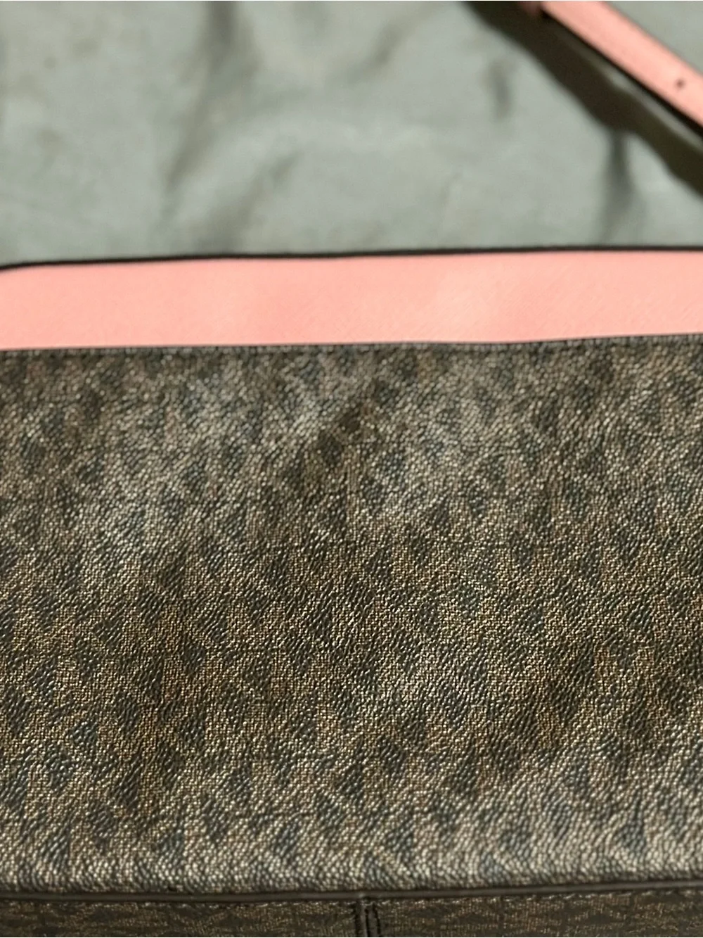 Michael Kors Brown Logo Crossbody with Pink Accents